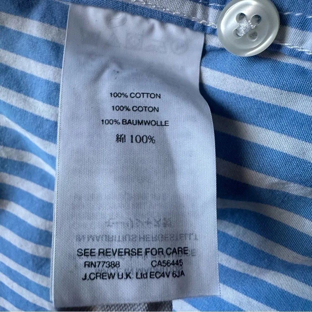 J.Crew Mens Large Classic Fit Blue White Stripe Button Down Shirt 100% Cotton
